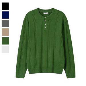 남자 가을 코엘 라운드 헨리넥 긴팔 니트 AS-KNA-Q028-그린