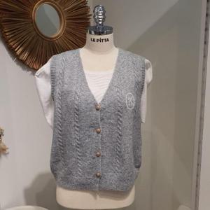 르피타 HC06 리본자수 금장 꽈베기 조끼(그레이) L244UVTA06