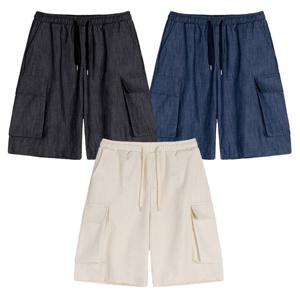 남자 메종드 린넨 카고 밴딩 버뮤다 팬츠 AT-PTH-Q005-내츄럴