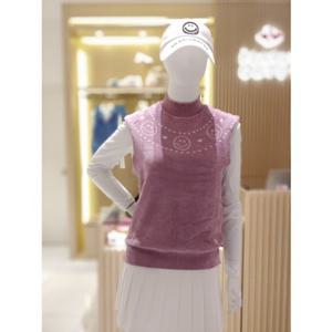 [파리게이츠]521E4SV301_PK-여성 스마일 라운드 패턴 플러피 베스트 방풍조끼-(25년겨울)