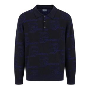 [파리게이츠]511E4SR324_BK-남성 배색 로고플레이 카라 긴팔 니트-(25년겨울)