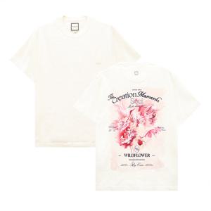 우영미 플라워 백로고 반팔 티셔츠 아이보리 W251TS06761I