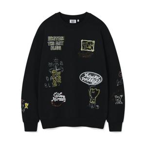 와키윌리 그래픽 프린트 스웨트셔츠 B1 WA2503CR16 BK GR