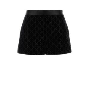 구찌 엠브로이더드 코튼 벨벳 숏팬츠 835784ZJV75 1000 Black