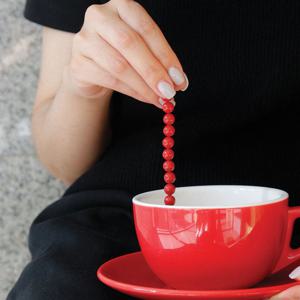 바이데이지 8mm 레드 진주 목걸이 Bn0589