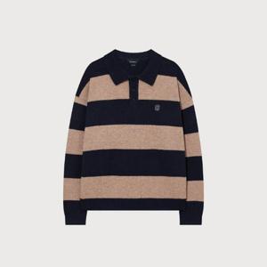 M 커버낫긴팔티 CQK CO2503KT11-NA 스트라이프 카라 니트 Navy