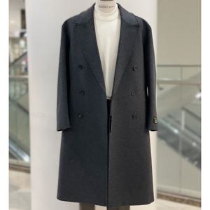 [바쏘옴므]Y4CD-31A 차콜 캐시미어 울 혼방 오버핏 더블 롱 코트
