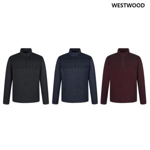 [웨스트우드] 남성 가로배색 프린트 집업 티셔츠 (3컬러) WP4MTTS331