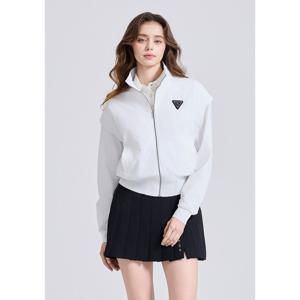 [챌린저]여성 드랍숄더 하이넥 소매 탈부착 블루종 자켓 화이트_