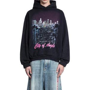 발렌시아가 미디엄 핏 후드 티셔츠 767877TSVR3 1041 Black