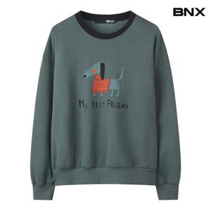 [비엔엑스]레터링 프린팅 기모 맨투맨 티셔츠 (BX4TS001L0)