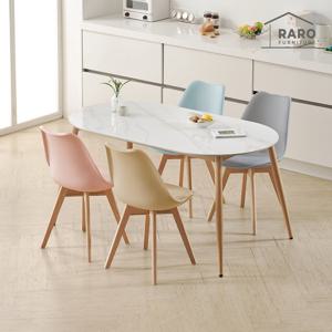 라로퍼니처 코코 1500 유광 타원 포세린 통 세라믹 4인 식탁 세트 (식탁+의자4)