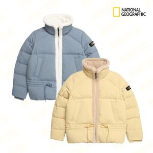 내셔널지오그래픽 N224WDW080 여성 플리스 배색 숏기장 구스 다운 점퍼