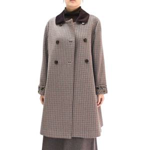 [비꼴리끄(여성)]체크 울 라운드카라 더블 하프코트 B234WH2040