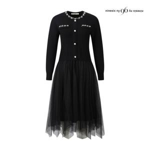 나인식스뉴욕  쉬폰 레이스 레이어드 진주 골지 원피스 (NPAOP001M0)