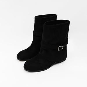 [신난다슈]여성 앵클부츠 3cm 숏 워머 털 앵글 부츠 인조퍼 스웨이드 통굽 MRO257161 블랙