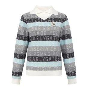 여성 로고 스트라이프 데빌브로츠카라 니트  브로치521E4SR304BL