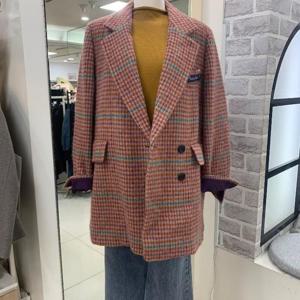 미센스 DP01 체크 알파카 중기장 자켓 MB4YHCM183ZRD