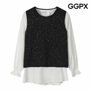 [GGPX] 트임 글리터 베스트 세트 블라우스 (GP9SH012F)