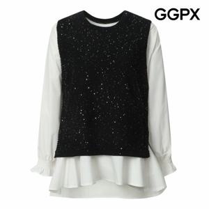 [GGPX] 펄 니트 베스트 세트 블라우스 (GP9SH002B)