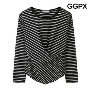 [지지피엑스]사이드 버튼 스트라이프 랩 니트 GP9KP042F