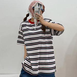 빅사이즈 506 지디볼드배색라인티셔츠 DGBU738