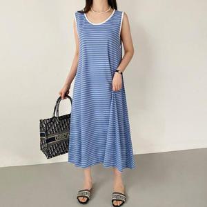 빅사이즈 507 촘촘가로줄스판원피스 DRAV016