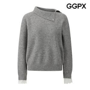 [지지피엑스]언발 카라넥 레이스 소매 포인트 니트 GPAKP037F