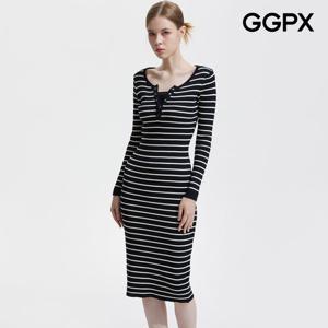 [지지피엑스]스트라이프 슬림 니트 원피스 GPAOP001F