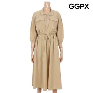 [지지피엑스]지퍼넥 허리 스트링 포켓 원피스 GO7OP054F