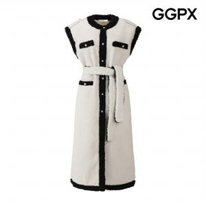 [GGPX] 스트랩 배색 라인 퍼 롱 베스트 (GPBVT002F)