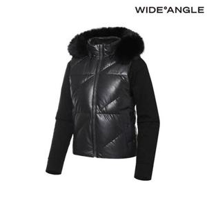 [와이드앵글]  WWW23514Z1   CO 비건 레더 하이브리드 퍼 스윙 다운 L (Black)