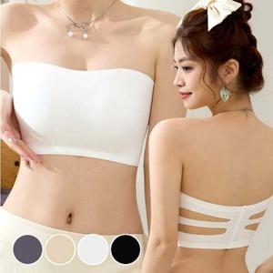 여성 캡내장 오프숄더 스트랩리스 끈없는 튜브탑 브라