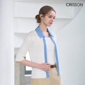 크레송 데님 믹스 크로쉐 니트가디건 C251B901A_03 (아이보리)