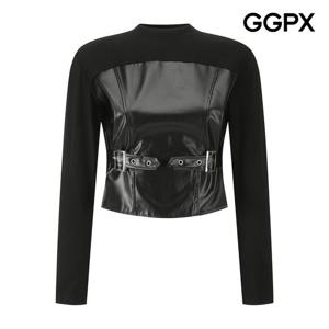 [지지피엑스]섹시 포인트 레더 숏 티셔츠 GPBTS013F