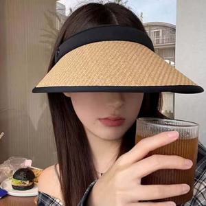 여성 심플 썸머 밀짚모자 오픈 썬캡 자외선차단 선캡