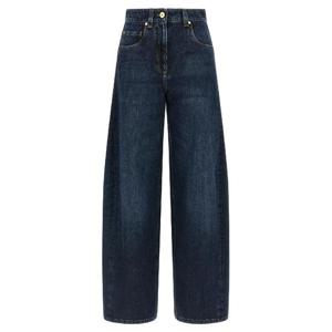 26SS 브루넬로 쿠치넬리 블루 Jeans With Five Pocket Design 앤 Patch 로고 On The Back In 데님 워먼 MA095P4059C9370