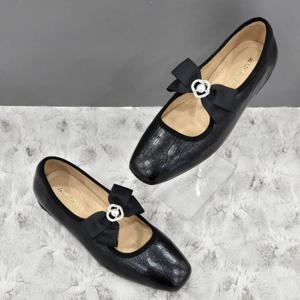 [탠디]여성 리본 장식 스퀘어토 플랫 X2HS50DT09 G-BLACK 4SD JJ