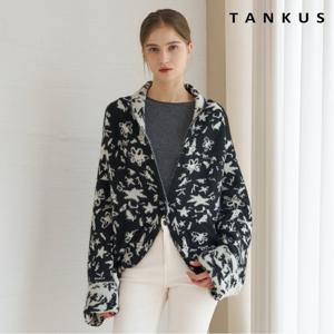 [탱커스]컬러 배색 플라워 오버핏 니트 가디건 (TX4CD034L0)