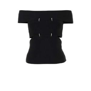 ALEXANDER MCQUEEN 블랙 스트레치 비스코스 블렌드 탑 748051Q1A5Z 1000