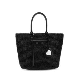 BALENCIAGA 블랙 라피아 라지 르 카골 파니에 쇼핑백 7861892AA19 1000