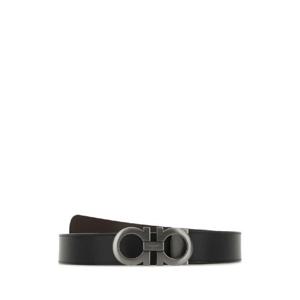 SALVATORE FERRAGAMO Black leather reversible belt 675542464231 NERHIC