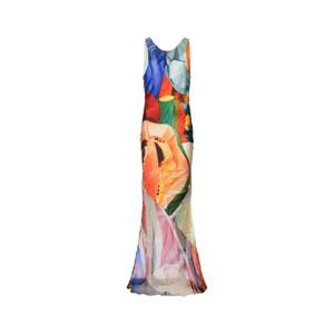 DONDE ESTEBAN SALPICON LONG SILK DRESS D2D10A MULTI