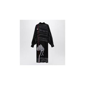 FERRAGAMO 블랙 실크 새틴 미디 드레스 0778006SIXHFERRA-NR