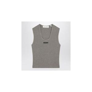 FEAR OF GOD ESSENTIALS Grey ribbed cotton blend tank top 125SP257083FWXLFEARE-HH