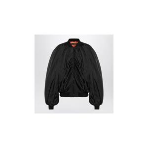 BALENCIAGA Draped black bomber jacket in technical micro faille 831515TRO06XIBALEN-1000