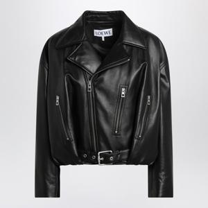 로에베 블랙 가죽 엠보스드 아나그램 바이커 재킷 S359Y34L93LE