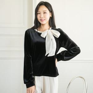 엄마옷 마담4060 벨벳꼬임진주블라우스 데일리 여성 -ZBL2512005-