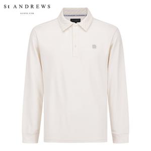 [세인트앤드류스] 남성 벨로아 니트 카라 블록 긴팔티셔츠 811E4TSA32_WH