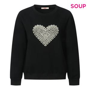 [숲]하트 비즈 라운드넥 맨투맨 티셔츠 S5CLT06